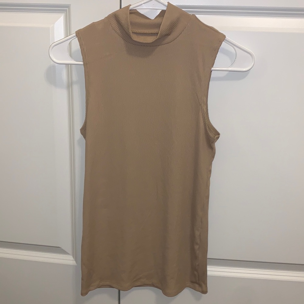 Tan ribbed tank top